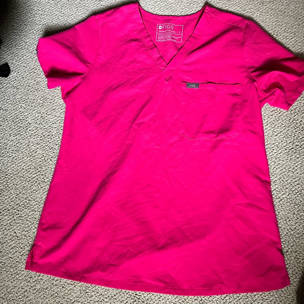 Shocking Pink Figs Scrub Top